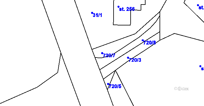 Parcela st. 720/7 v KÚ Semice u Písku, Katastrální mapa