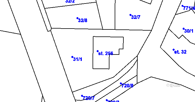 Parcela st. 256 v KÚ Semice u Písku, Katastrální mapa
