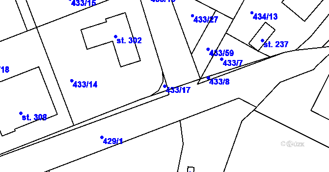 Parcela st. 433/17 v KÚ Semice u Písku, Katastrální mapa