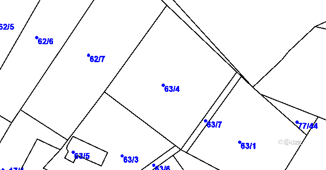 Parcela st. 63/4 v KÚ Semice u Písku, Katastrální mapa