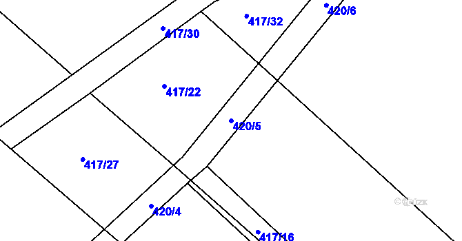Parcela st. 420/5 v KÚ Semice u Písku, Katastrální mapa
