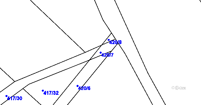 Parcela st. 420/7 v KÚ Semice u Písku, Katastrální mapa