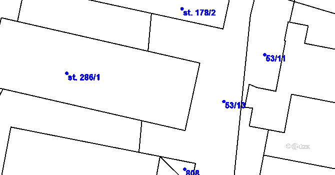 Parcela st. 286/3 v KÚ Semice u Písku, Katastrální mapa
