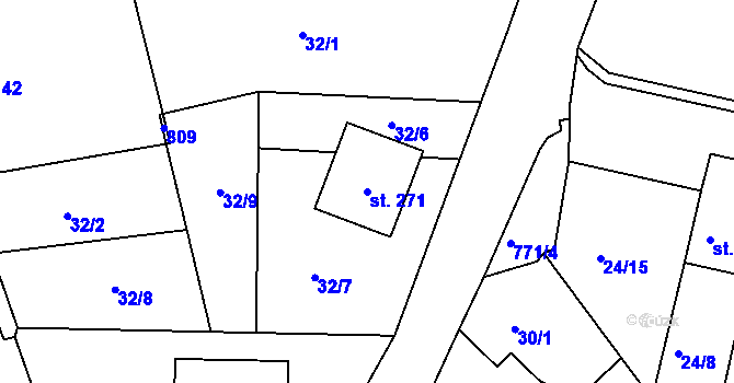 Parcela st. 271 v KÚ Semice u Písku, Katastrální mapa