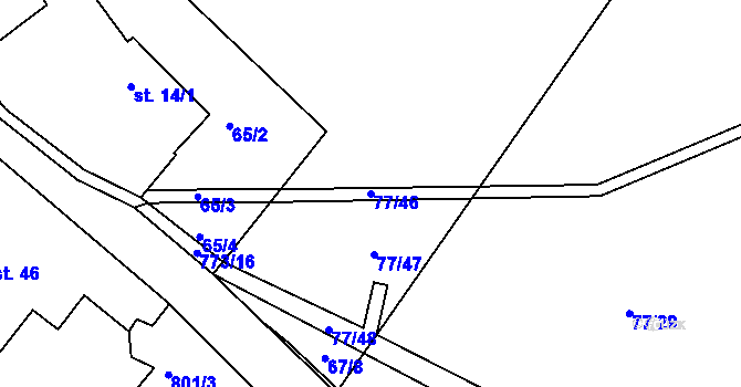 Parcela st. 77/46 v KÚ Semice u Písku, Katastrální mapa
