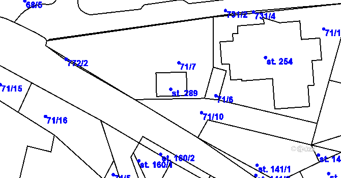 Parcela st. 289 v KÚ Semice u Písku, Katastrální mapa