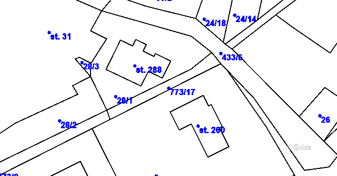 Parcela st. 773/17 v KÚ Semice u Písku, Katastrální mapa