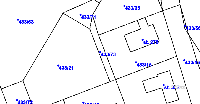Parcela st. 433/73 v KÚ Semice u Písku, Katastrální mapa