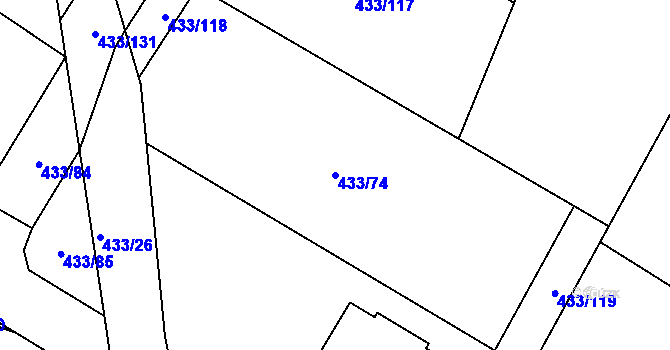 Parcela st. 433/74 v KÚ Semice u Písku, Katastrální mapa