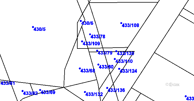 Parcela st. 433/79 v KÚ Semice u Písku, Katastrální mapa
