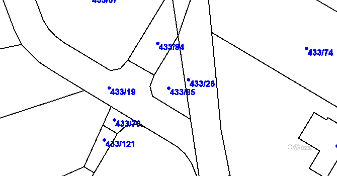 Parcela st. 433/85 v KÚ Semice u Písku, Katastrální mapa