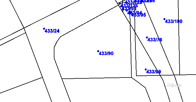 Parcela st. 433/90 v KÚ Semice u Písku, Katastrální mapa
