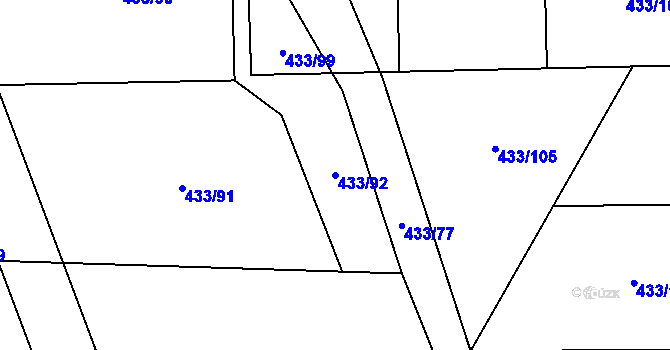 Parcela st. 433/92 v KÚ Semice u Písku, Katastrální mapa