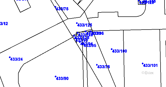Parcela st. 433/95 v KÚ Semice u Písku, Katastrální mapa