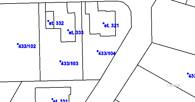 Parcela st. 433/104 v KÚ Semice u Písku, Katastrální mapa