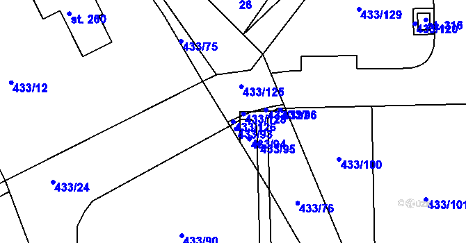 Parcela st. 433/126 v KÚ Semice u Písku, Katastrální mapa