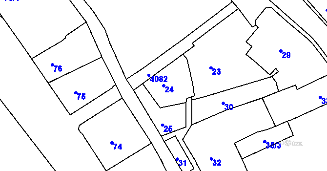 Parcela st. 24 v KÚ Semily, Katastrální mapa