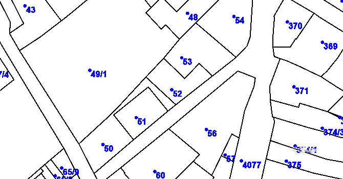 Parcela st. 52 v KÚ Semily, Katastrální mapa