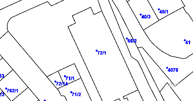 Parcela st. 72/1 v KÚ Semily, Katastrální mapa