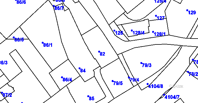 Parcela st. 82 v KÚ Semily, Katastrální mapa