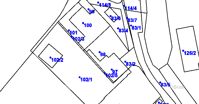 Parcela st. 98 v KÚ Semily, Katastrální mapa