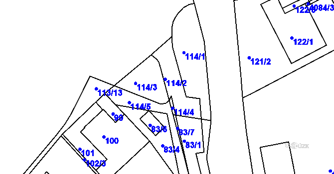 Parcela st. 114/2 v KÚ Semily, Katastrální mapa