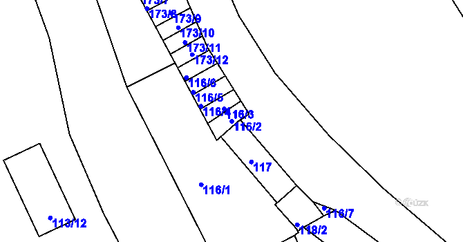 Parcela st. 116/2 v KÚ Semily, Katastrální mapa