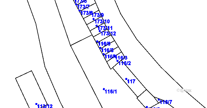 Parcela st. 116/4 v KÚ Semily, Katastrální mapa