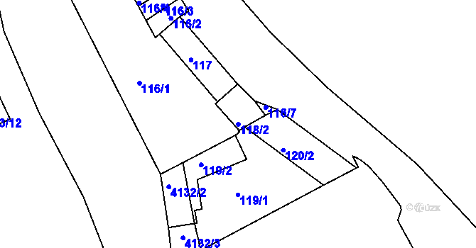 Parcela st. 118/2 v KÚ Semily, Katastrální mapa