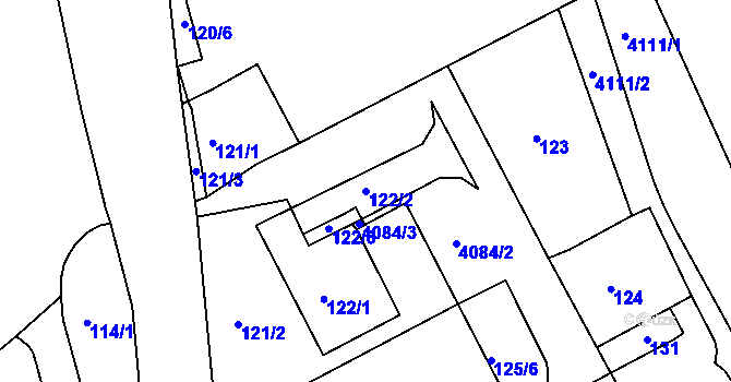 Parcela st. 122/2 v KÚ Semily, Katastrální mapa