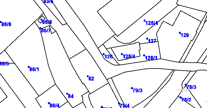 Parcela st. 126 v KÚ Semily, Katastrální mapa