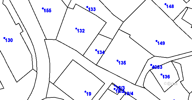 Parcela st. 134 v KÚ Semily, Katastrální mapa
