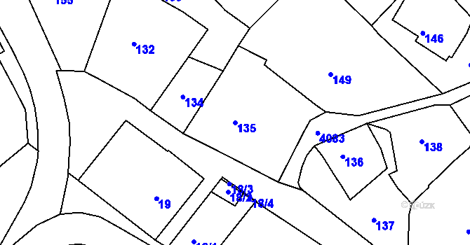 Parcela st. 135 v KÚ Semily, Katastrální mapa