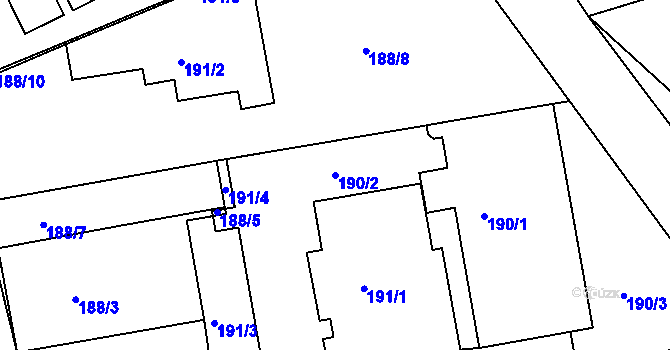 Parcela st. 190/2 v KÚ Semily, Katastrální mapa