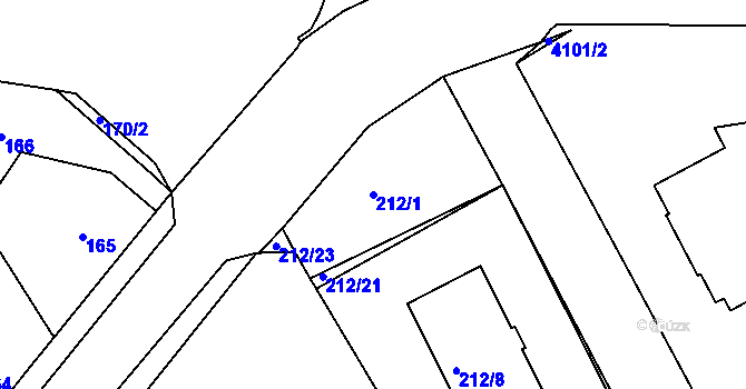 Parcela st. 212/1 v KÚ Semily, Katastrální mapa