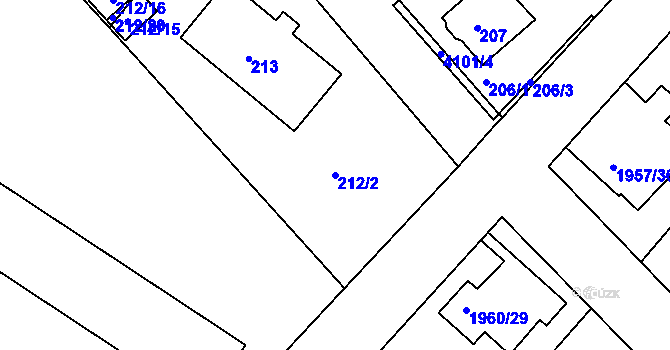 Parcela st. 212/2 v KÚ Semily, Katastrální mapa