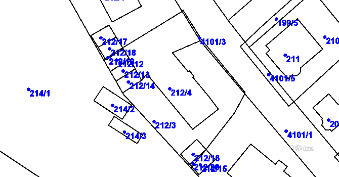 Parcela st. 212/4 v KÚ Semily, Katastrální mapa