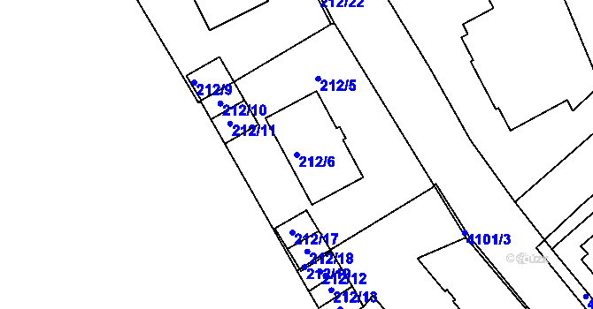 Parcela st. 212/6 v KÚ Semily, Katastrální mapa