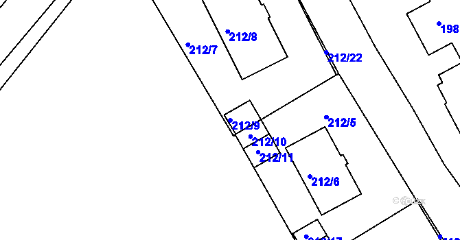 Parcela st. 212/9 v KÚ Semily, Katastrální mapa