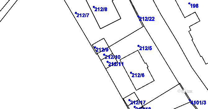 Parcela st. 212/10 v KÚ Semily, Katastrální mapa