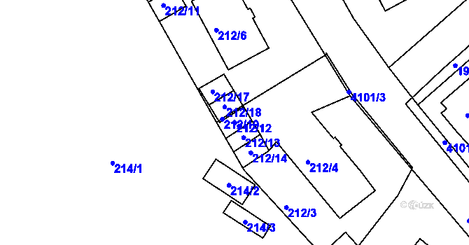 Parcela st. 212/12 v KÚ Semily, Katastrální mapa