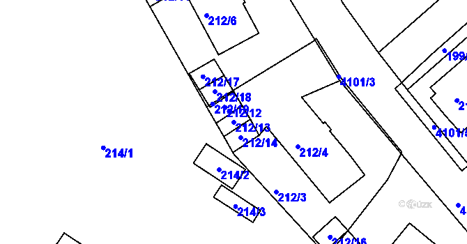 Parcela st. 212/13 v KÚ Semily, Katastrální mapa