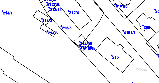 Parcela st. 212/16 v KÚ Semily, Katastrální mapa