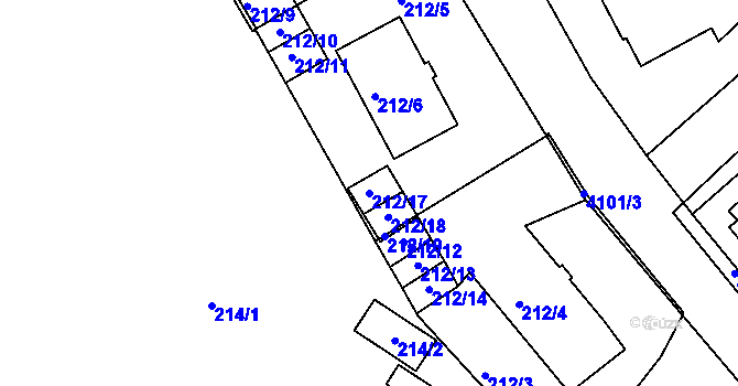 Parcela st. 212/17 v KÚ Semily, Katastrální mapa