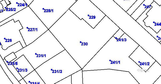 Parcela st. 230 v KÚ Semily, Katastrální mapa