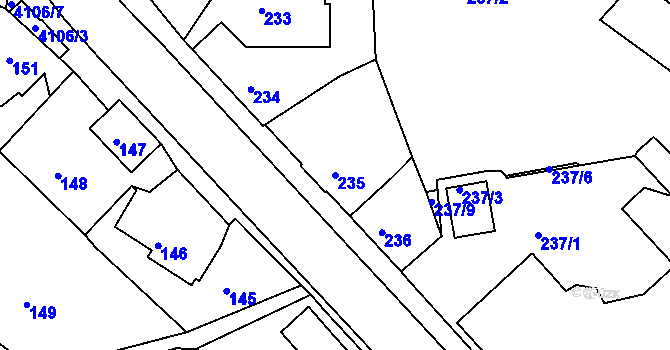Parcela st. 235 v KÚ Semily, Katastrální mapa