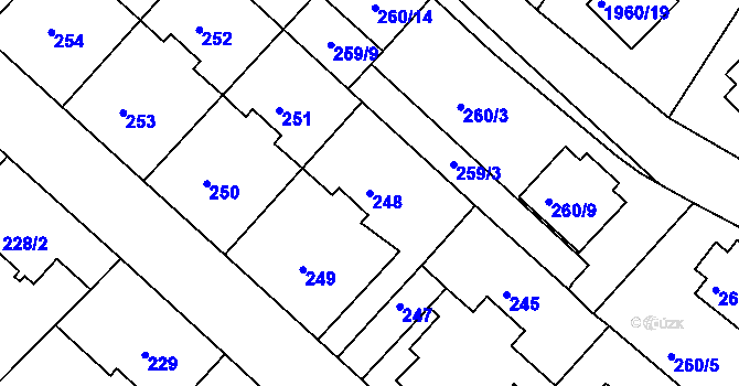 Parcela st. 248 v KÚ Semily, Katastrální mapa