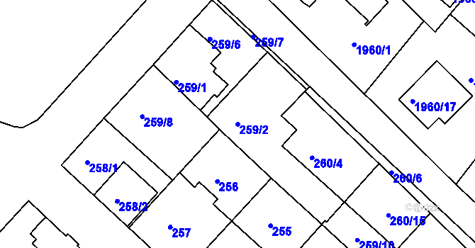 Parcela st. 259/2 v KÚ Semily, Katastrální mapa