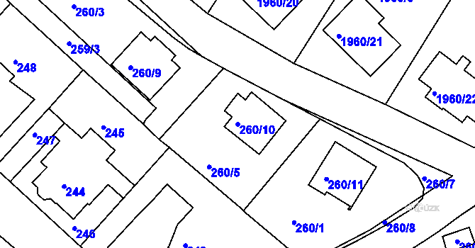 Parcela st. 260/10 v KÚ Semily, Katastrální mapa