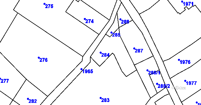 Parcela st. 284 v KÚ Semily, Katastrální mapa